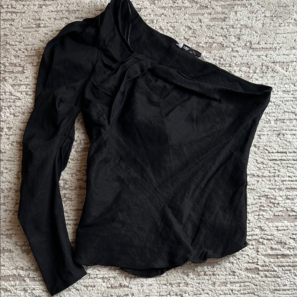 Zara Black One-Shoulder Blouse
